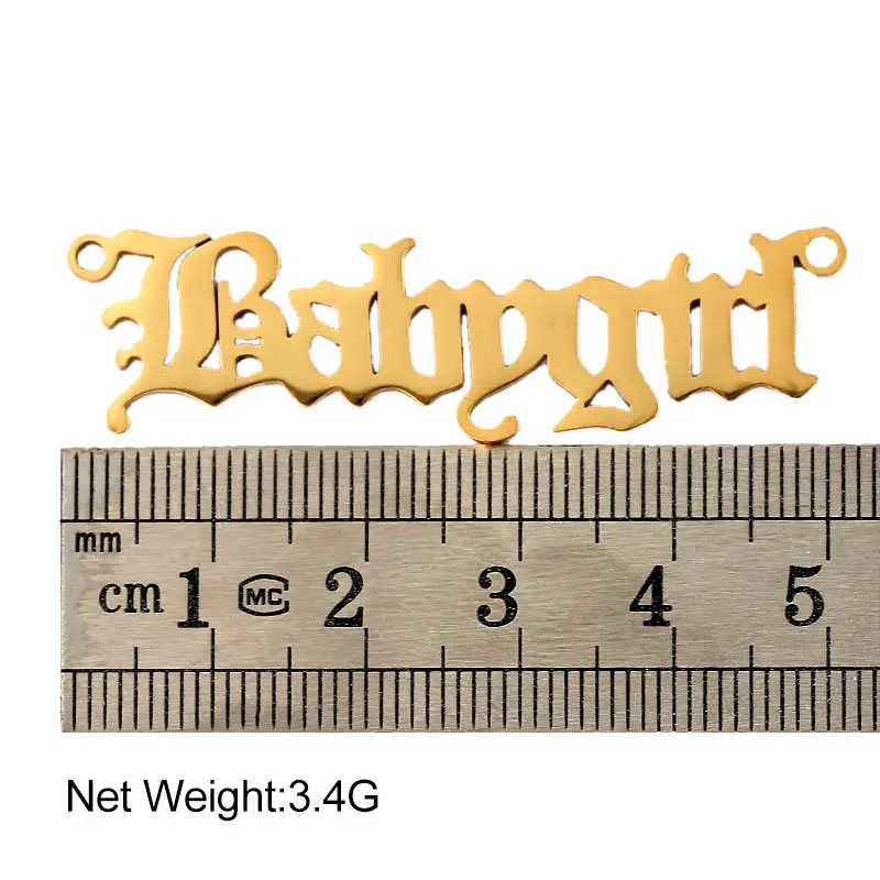 

10Pcs Stainless Steel Babygirl Letter Connectors Charms Golden Silver Metal Necklace Pendant For DIY Jewelry Making Accessories