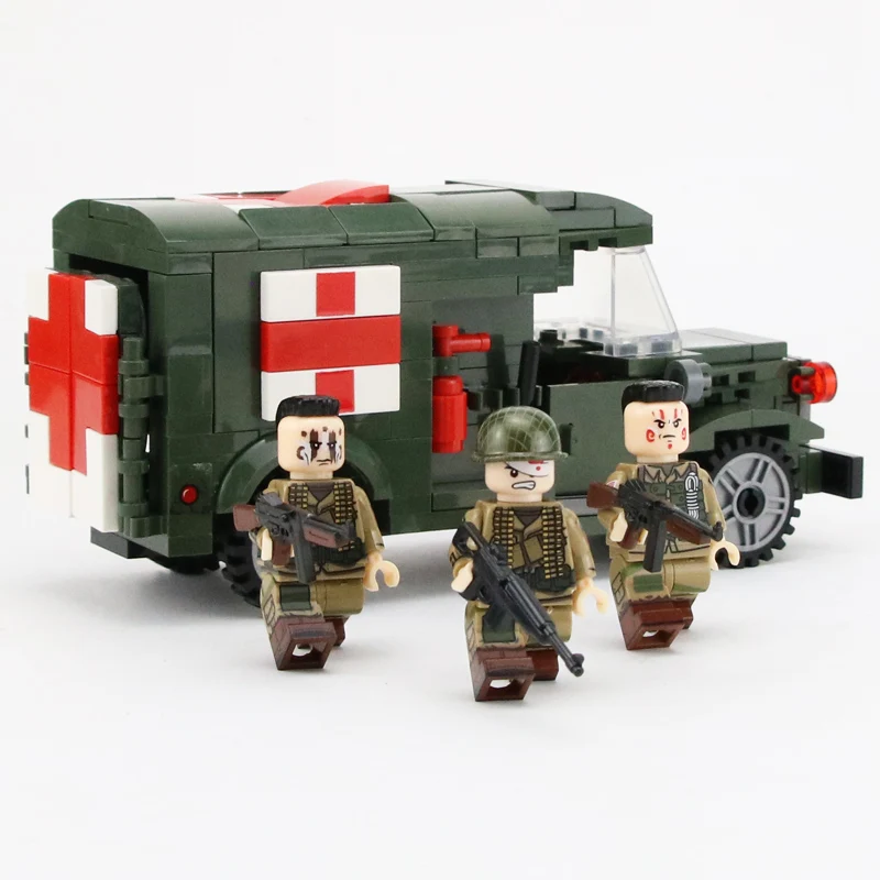 MOC WW2 армии США раненный солдат строительные блоки военные кубики для скорой помощи оружие кирпичи части строительные блоки игрушки для детей