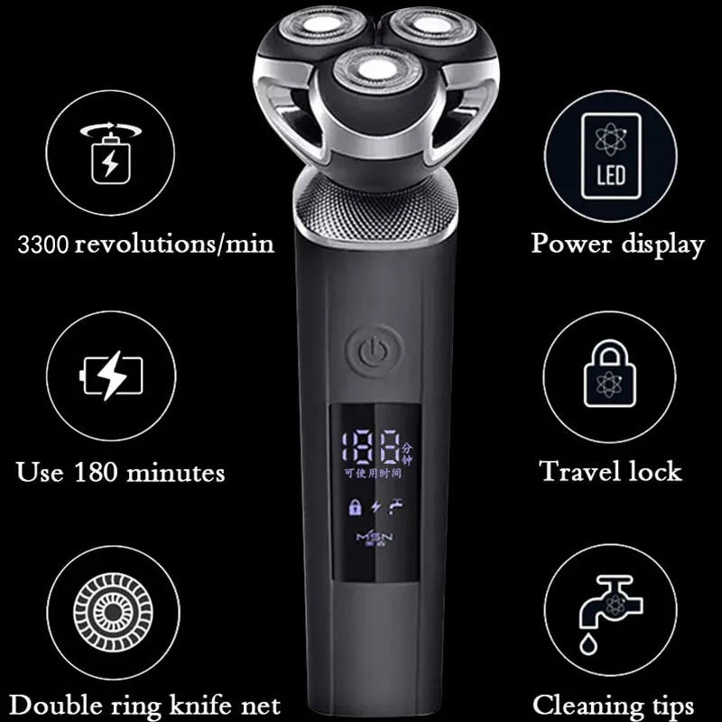 

Xiaomi Electric shaver for men razor bald haircut hair trimmer wet and dry beard razor can be washed 8W power automatic cleaning