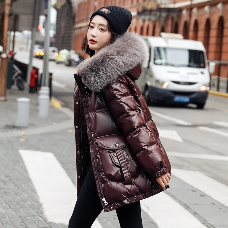 

Down Jacket Women's Winter Mid-Length New Fashionable White Duck down Small Hot Thick Casual Jacket women clothes