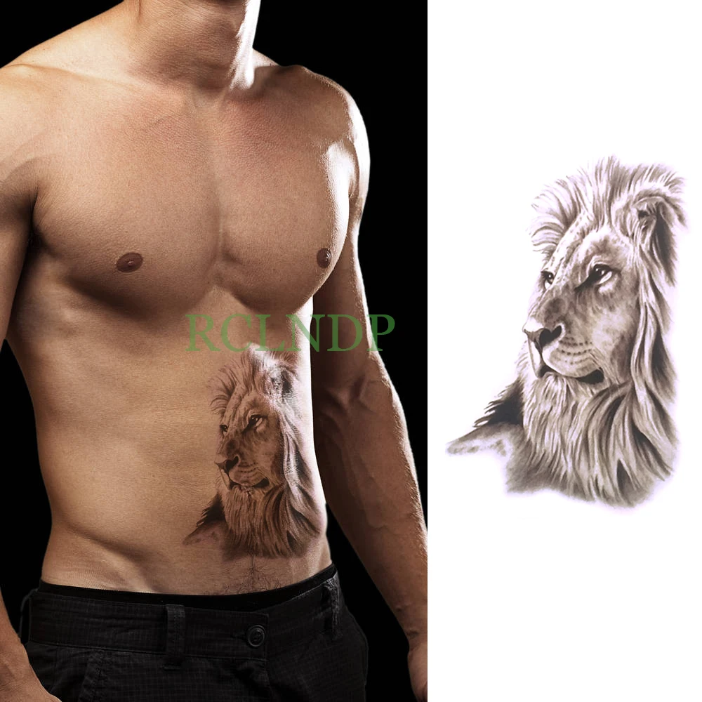 Водостойкая Временная татуировочная наклейка льва поддельная татуировка флэш