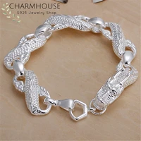 charmhouse 925 sterling silver bracelets for men 10mm dragon bracelet bangles wristband pulseira homme fashion jewelry gifts