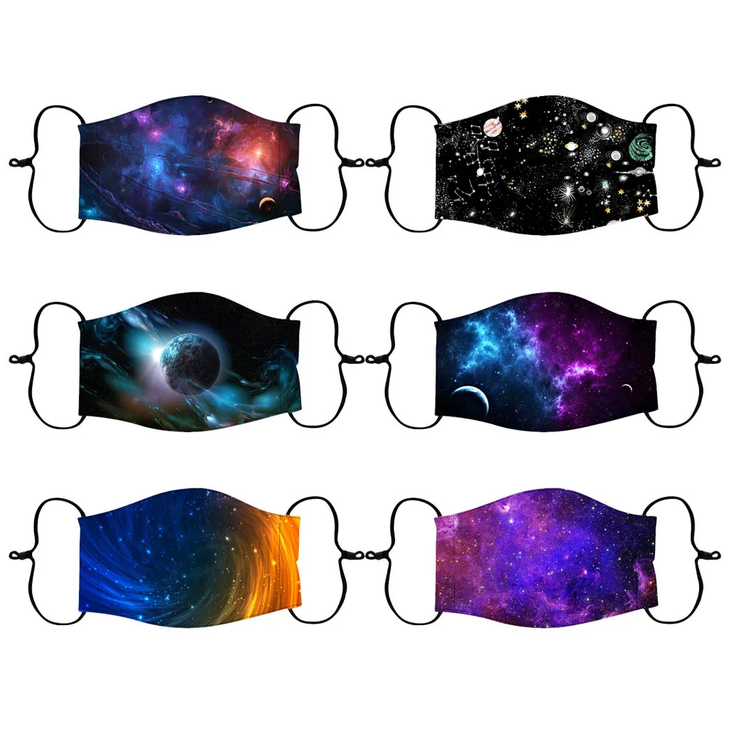 6 шт. детская Регулируемая ветрозащитная многоразовая маска для лица с принтом