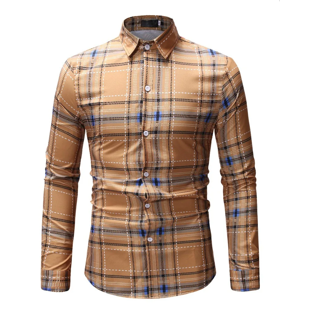 Новинка 2019 осенняя модная брендовая мужская одежда приталенная рубашка с