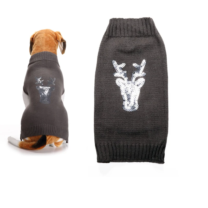 Рождественский свитер для собаки питомца оленей серого цвета на Рождество