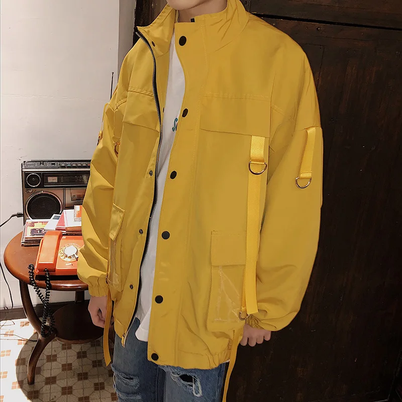 Куртка мужская с лентами и множеством карманов уличная ветровка в стиле