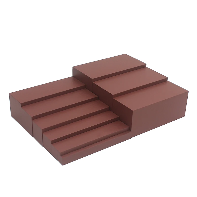 

Montessori Teaching Tools for Children Educational Wooden Mathematics Toys 10pcs Brown Stair Ladder 0.7cm -7cm sensory training