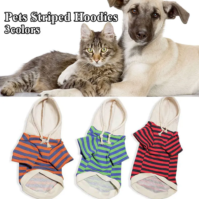

Contrast Pet Hoodies Striped Puppy Sweater Winter Dog Clothes For Small Dogs All-match Dog Coat Pet Clothing Chuhuahua Hoodie