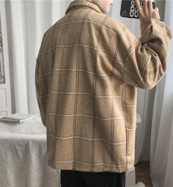 

Woollen coat men's autumn and winter medium length windbreaker Korean fashion handsome men's tweed coat winter 2021 NEW