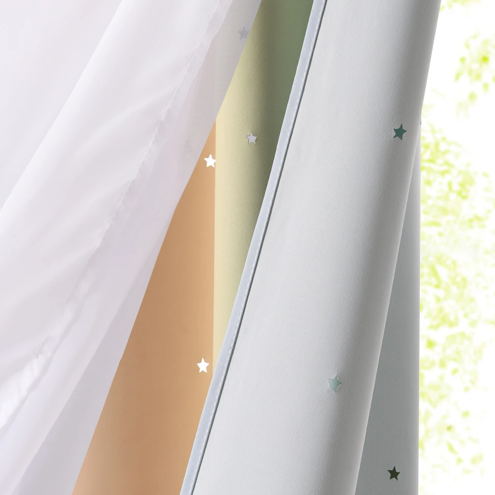 Уличные двухслойные шторы nictown водонепроницаемые люверсы со звездами модные