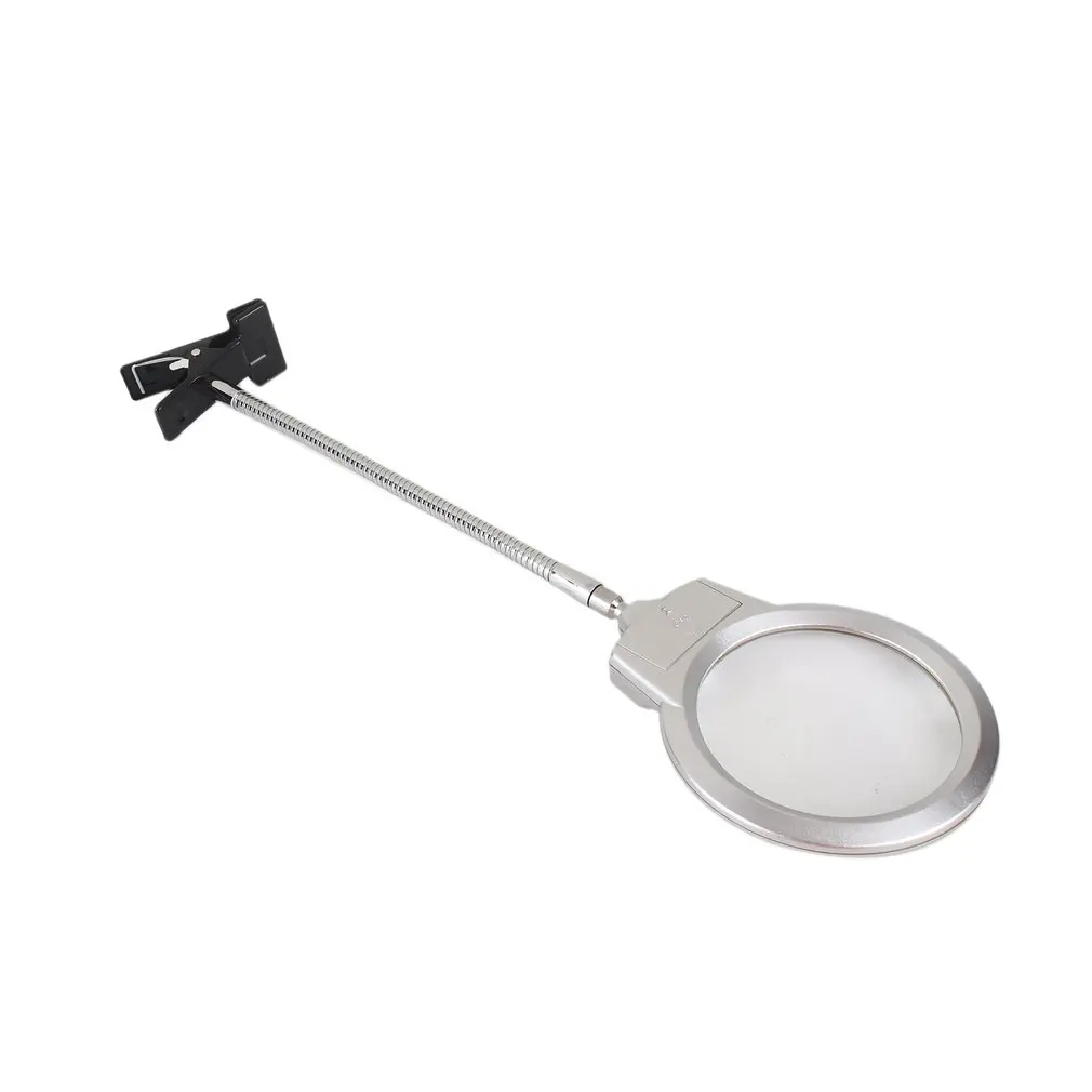 Clip On Desktop Illuminated Magnifier Magnifying Glass Reading Loupe Metal Hose LED Lighted Lamp Top Desk With Clamp | Инструменты