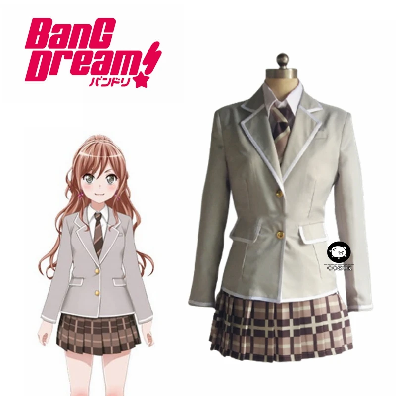 

Imai Lisa Cosplay Costume BanG Dream! Roselia Wig High School Girl JK Uniform Suit Halloween Party