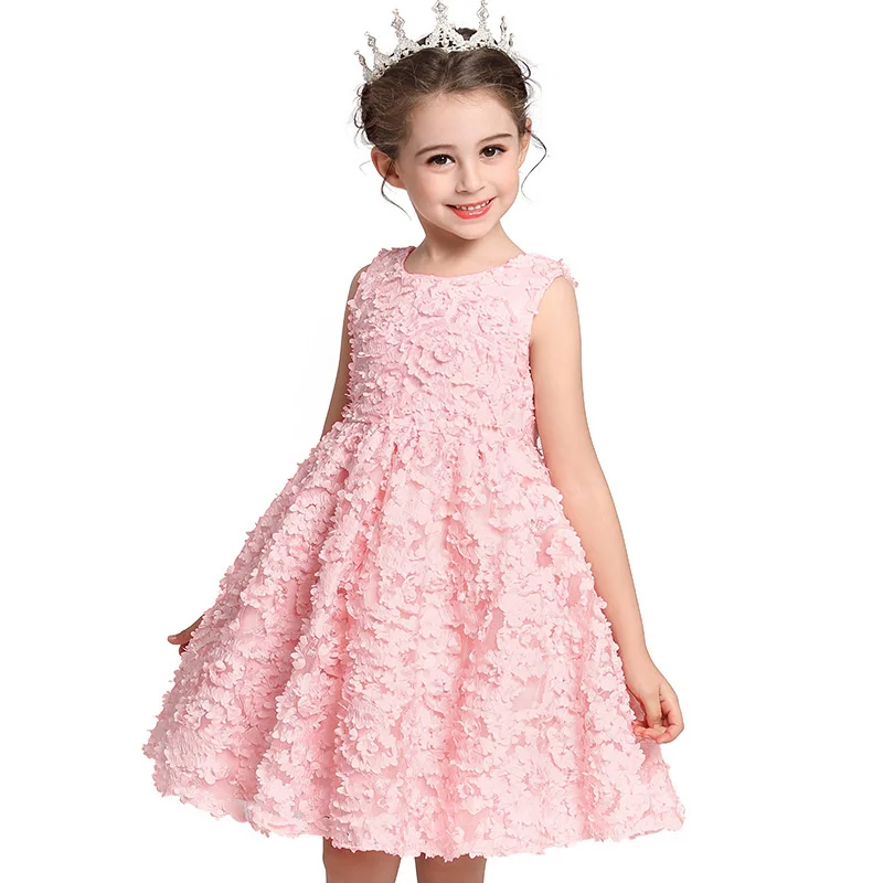 

2021 Fashion Children's Clothing Lace Princess Wedding Dress for Girls Summer Party Floral Prom Gown Kids Dresses