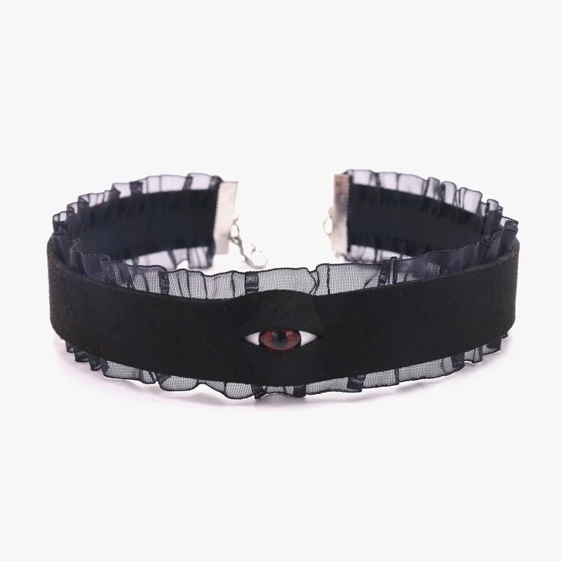 

New Gothic Eyes Lace Choker Casual Velvet Adjustable Suede Women Fashion Necklaces Handmade