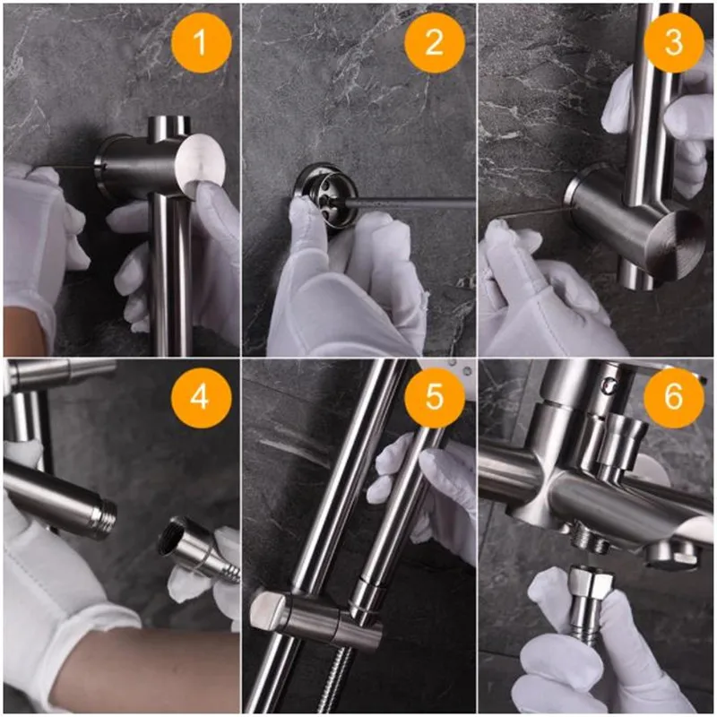 brass gold metal shower sliding bar with height adjustable for bathroom with shower head shower hose free global shipping