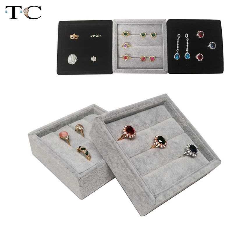 Поднос для колец из бархата и льна органайзер маленький лоток демонстрации