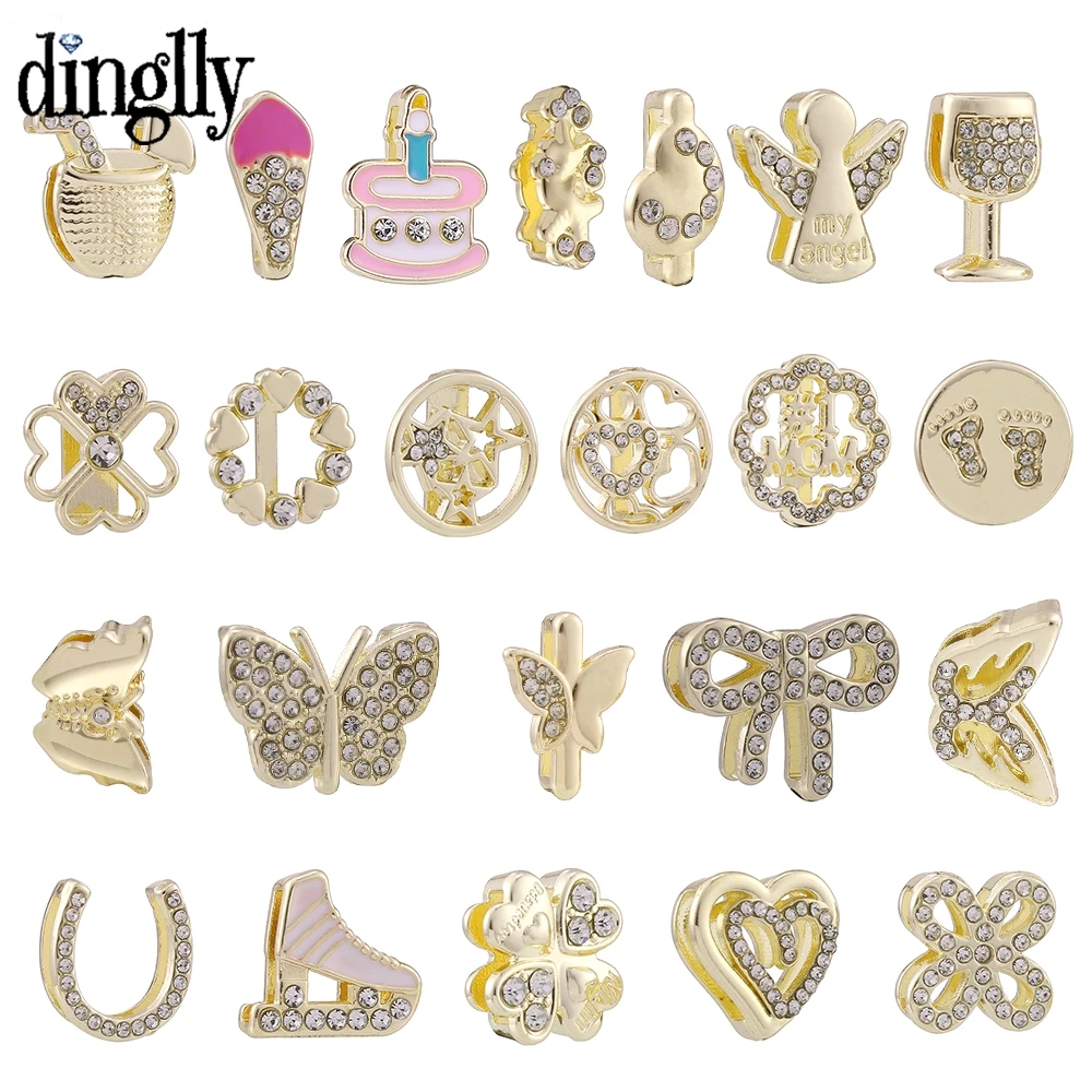 

Dinglly NEW Golden Butterfly Beaded Heart Charm Fit 10mm Watch Chain Mesh Bracelets Lucky Angel 2021 Jewelry Accessory Bead