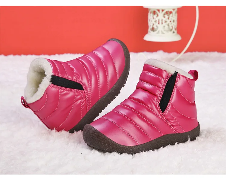 winter children's snow boots boys and girls waterproof ankle boots kids snow boots thick non-slip soft bottom