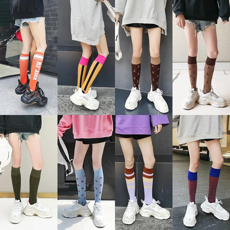 

Socks female tube Korean ins tide online celebrity street spring calf autumn and summer long tube high tube pile socks cotton