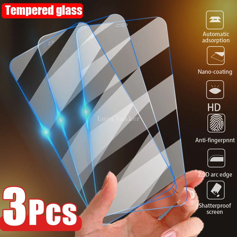 3PCS Tempered Glass for iPhone 11 12 Pro XR X XS Max Screen Protector on for iPhone 7 8 6 6S Plus 5 5S SE 2020 SE2 Glass