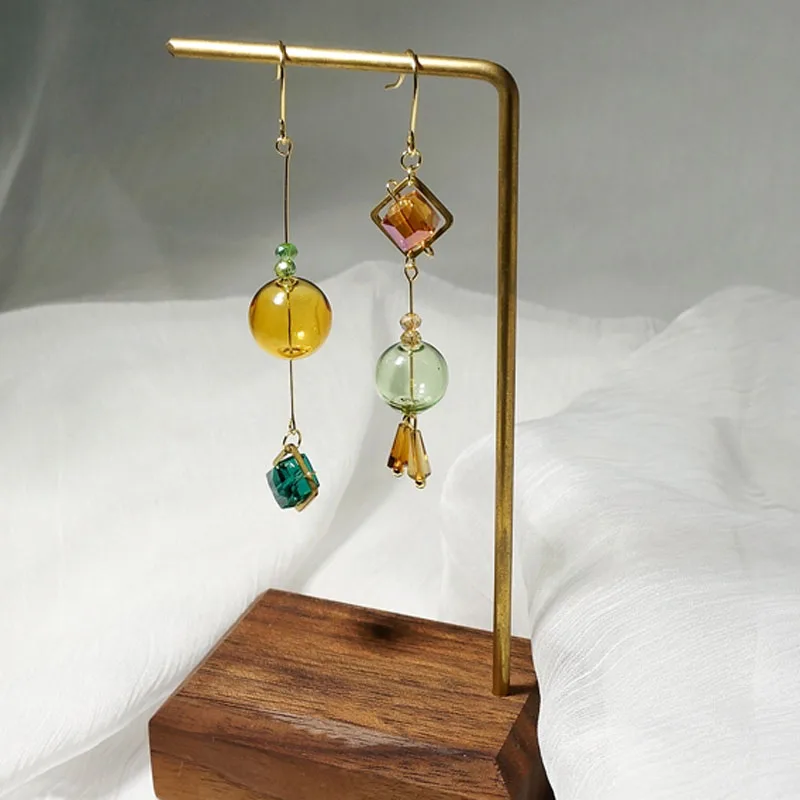 Original Handmade Korean Long Drop Earrings For Women 2019 Charming GEM Glass Ball Dangle Earrings Femme Brincos Jewelry