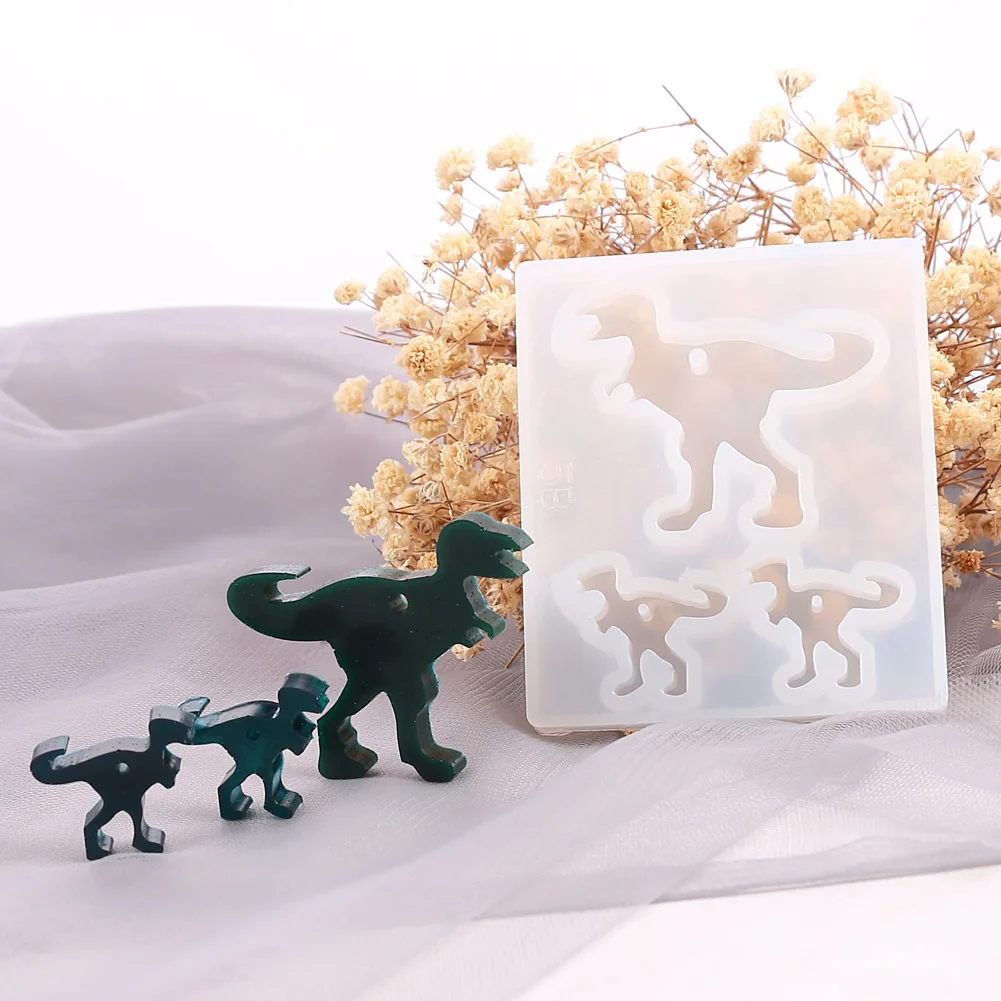 

Animal Keychains Silicone Resin Mold Chicken Elephant Dinosaur Camel Shark Polar Bear Shape Resin Casting For Keychain DIY Craft