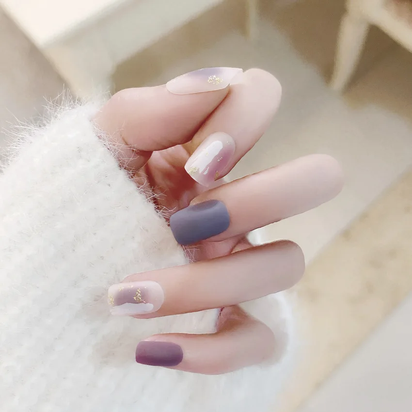 24pcs/box New Matte Frosted Fake Nails DIY Fashion Charm Professional Nail Products | Красота и здоровье