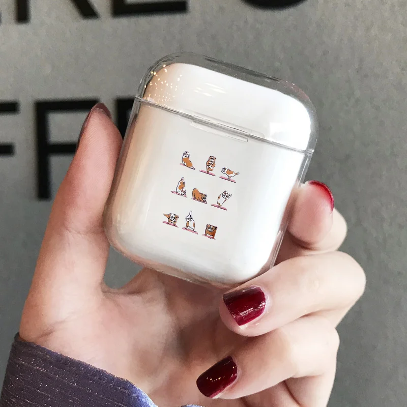 Прозрачный чехол для наушников Apple airpods милый йоги с животными Airpods аксессуары