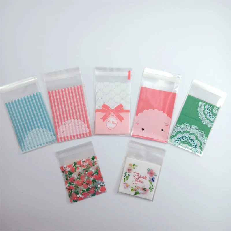 100 шт./лот Kawaii пластиковые пакеты Thank you самоклеящиеся для печенья конфет свадьбы