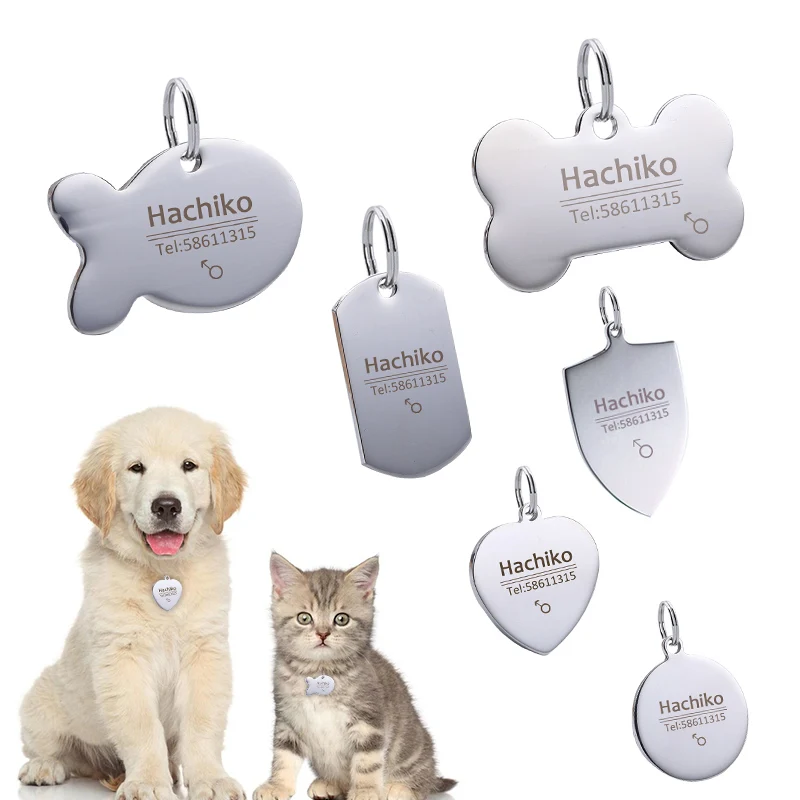 YVYOO ошейник для собак бирка кошек из нержавеющей стали Бесплатная гравировка