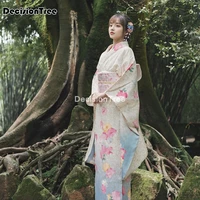 2021 loose style woman japanese kimono robe peacock spa yukata bathing robe ladys vintage printing daily geisha kimono robe