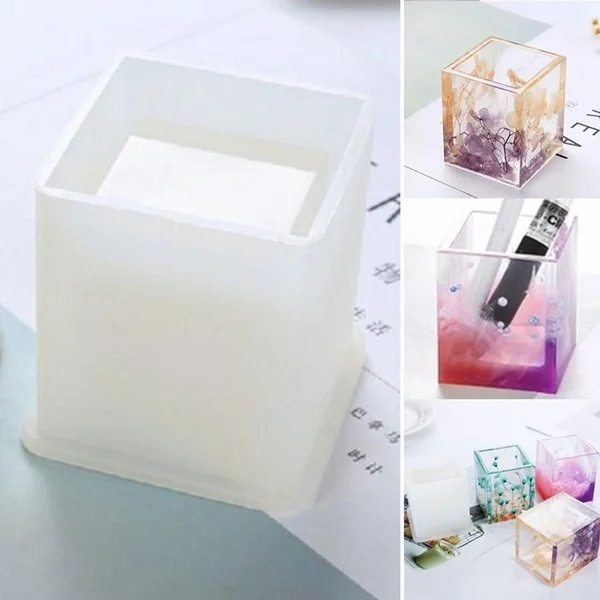

Silicone Mold Epoxy Resin Diy Pen Container Organizer Square Storage Holder Silica Crafts Molds