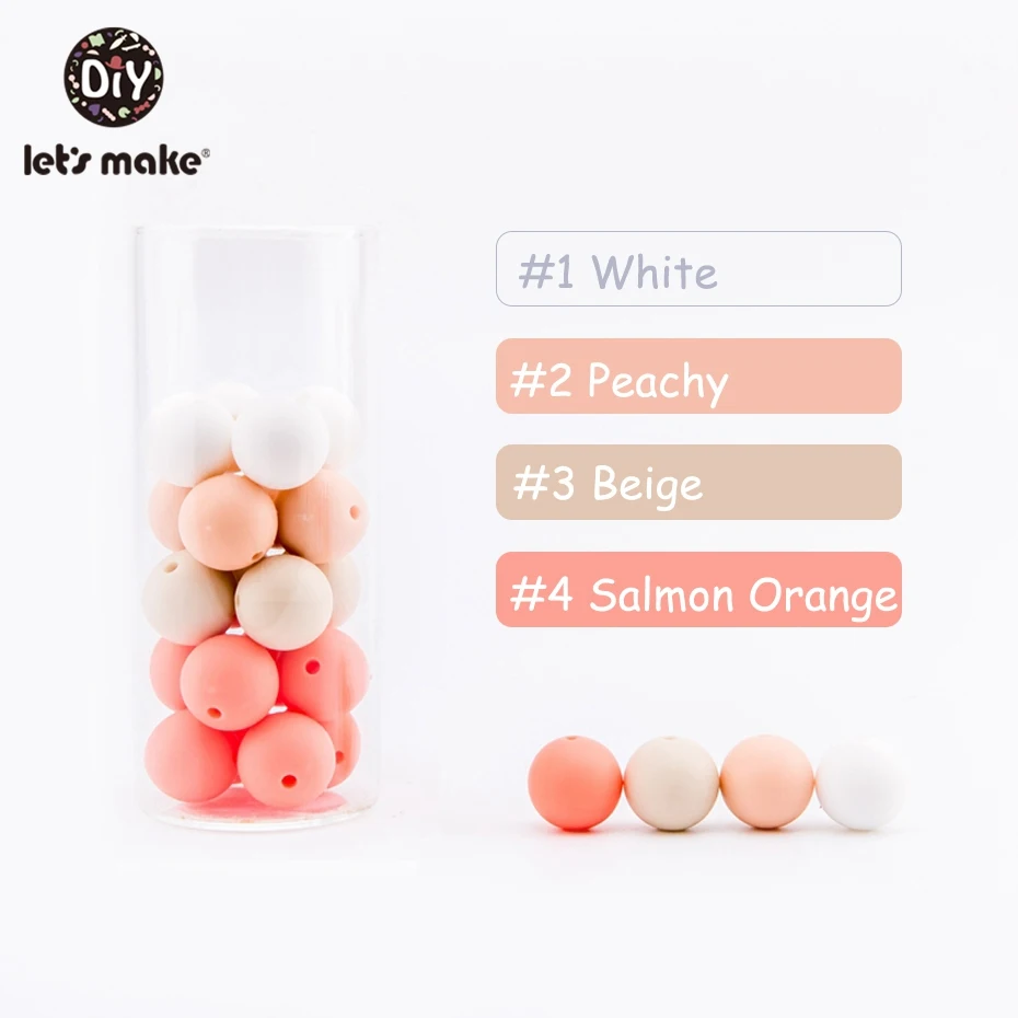 Pecchy Series Beads Детские цветные силиконовые круглые бусины 50 шт. Детские Прорезыватели 12 мм аксессуары силиконовые бусины кулон DIY Уход браслет бисер для детей - Цвет: Pecchy Series Beads