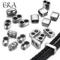 10pcs double hole beads fit 3mm 6mm round leather bracelet two hole spacer diy jewelry making stainless steel metal accessories