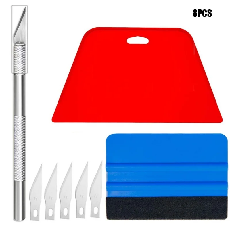 

8 шт. Обои сглаживающая автомобильная пленка, скребок, набор инструментов для гравировки из алюминиевого сплава для клейкой контактной бумаги, оконная пленка