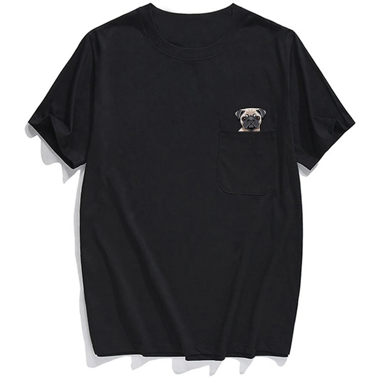 

Men's Funny T-Shirt O Neck Cotton Pocket Dog And Cat Printed T-Shirt For Casual Loose Shirts Tops Funny For Men Clothing
