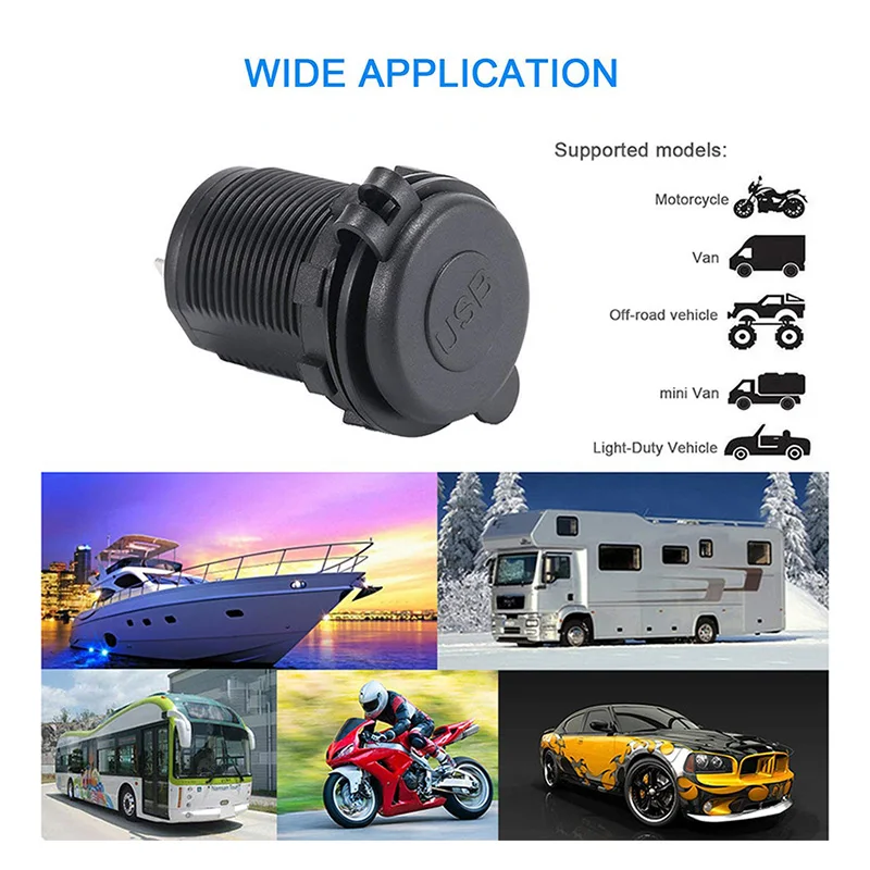 Зарядное устройство с двумя USB-портами водонепроницаемый адаптер для автомобиля