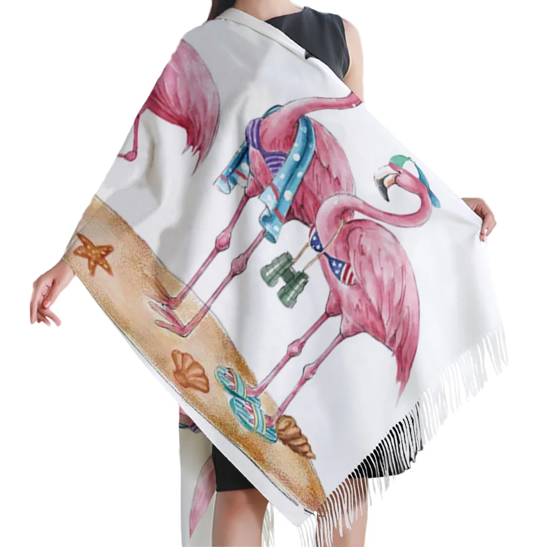 Женский зимний шарф скандинавский фламинго Мультяшные мужские кашемировые