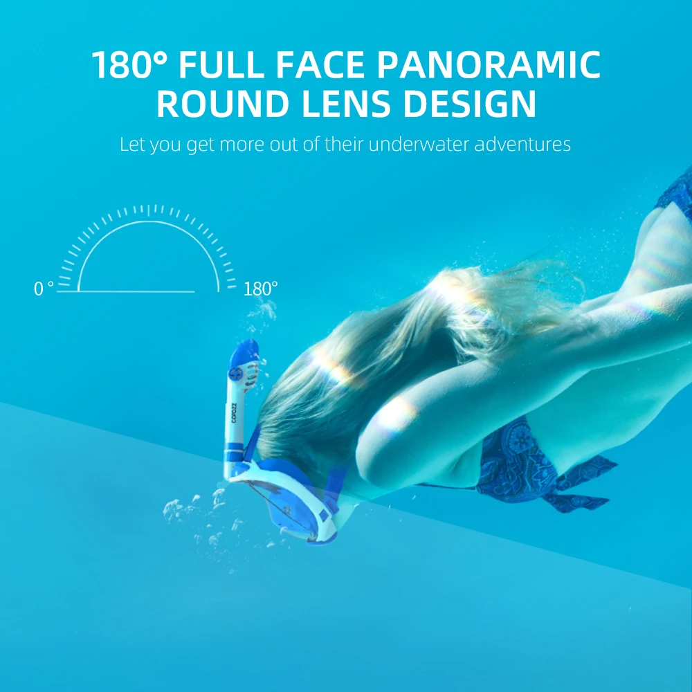 Copozz маска для дайвинга на все лицо незапотевающая подводного плавания с