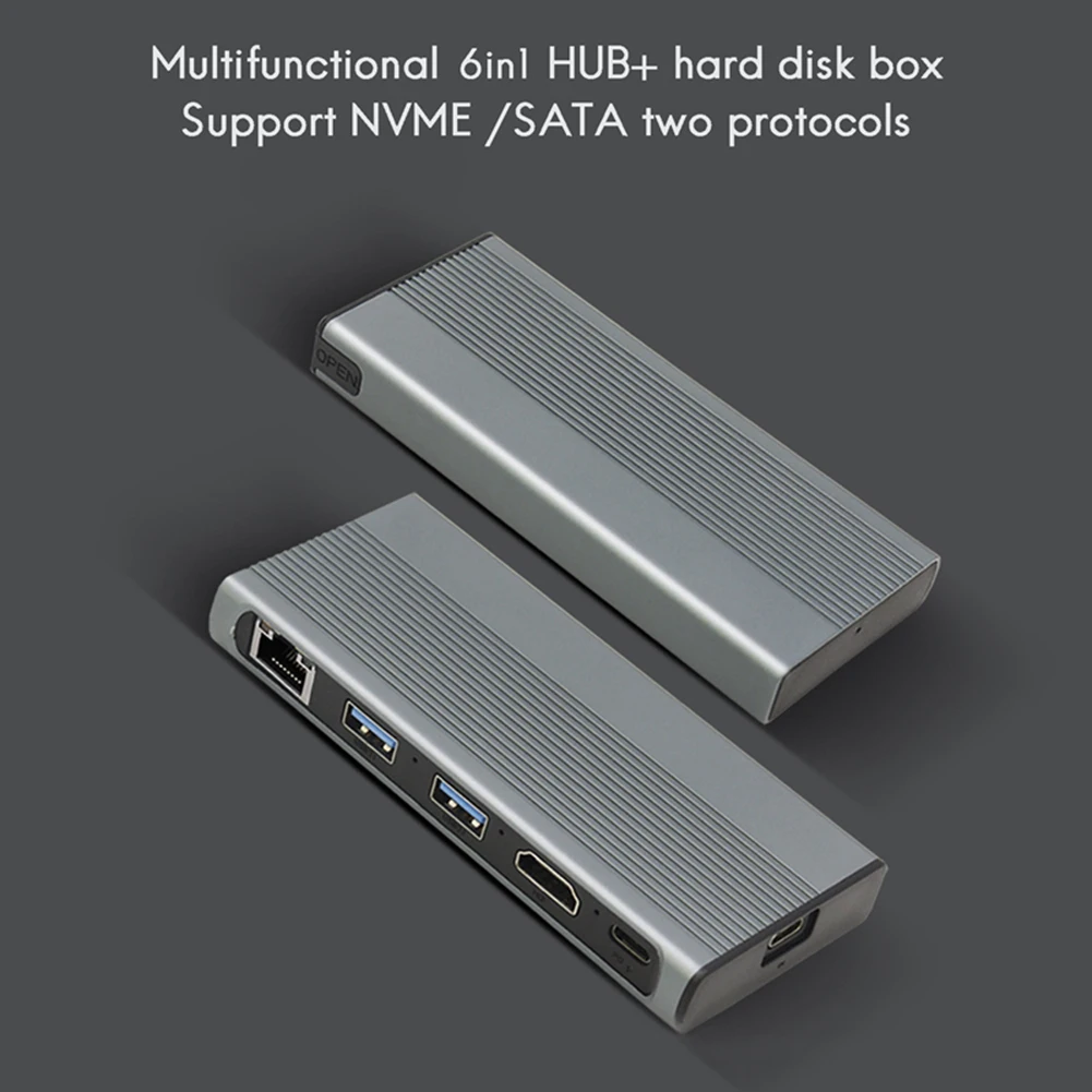 USB-концентратор 6 в 1 Тип C 3 на M.2 NVME NGFF HD 4K 30 Гц 1000M LAN 10 Гбит/с SSD | Компьютеры и офис