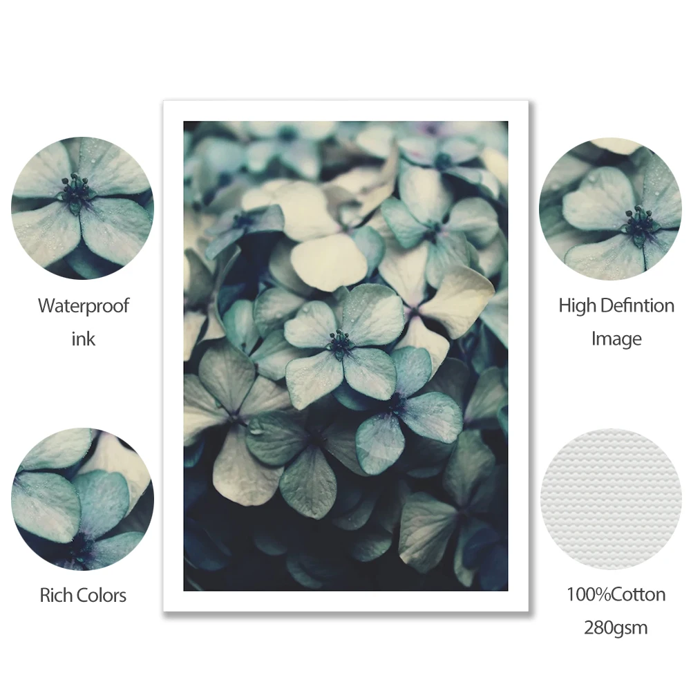 Голубые цветы Современная Картина на холсте настенный художественный плакат с