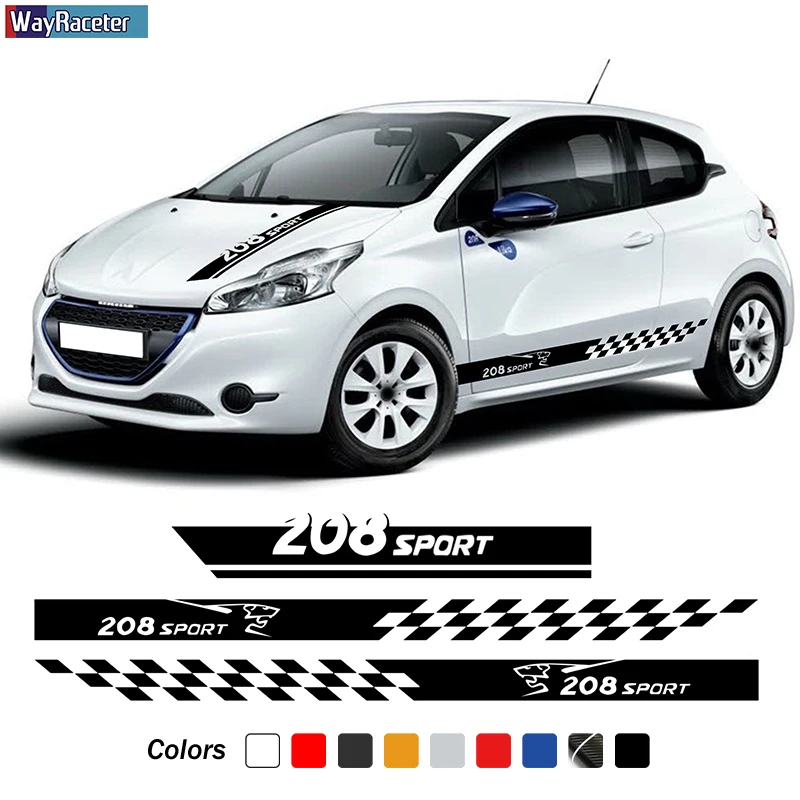 3 шт. Гонки Наклейка на капот автомобиля боковой двери юбка в полоску Стикеры для