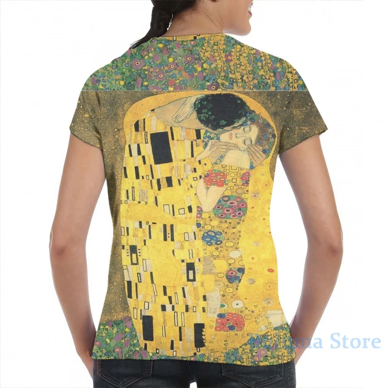 Мужская и женская футболка Gustav Klimt- The Kiss модная с принтом топы для мальчиков