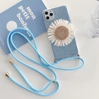 Ремешок из импортного ТПУ и силикона чехол для телефона, с ремешком и защитой от падения, соломенная шляпа с цветком, подходит для iPhone 7-iPhone 11Pro