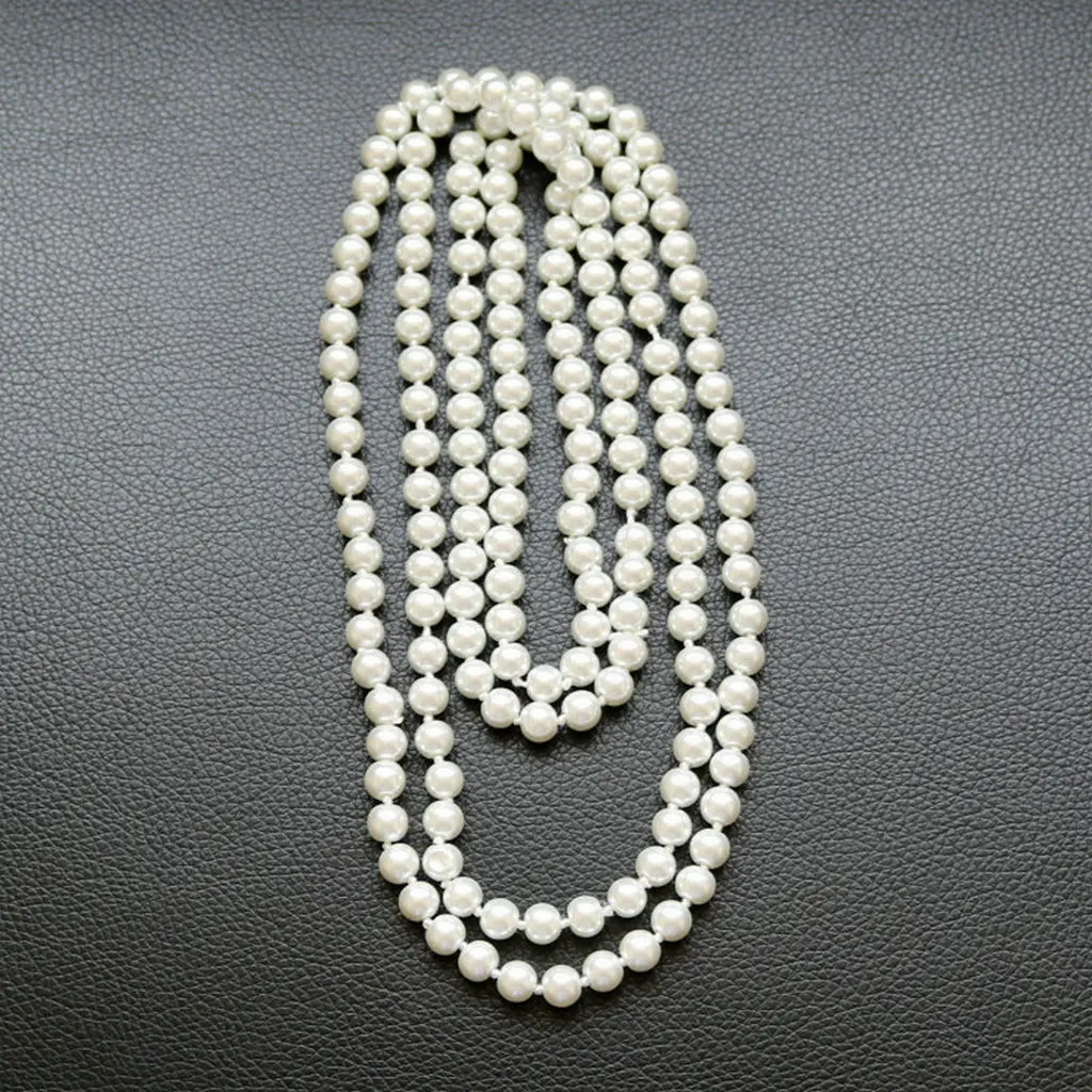 Женское длинное ожерелье с кулоном многослойное колье чокер имитацией жемчуга