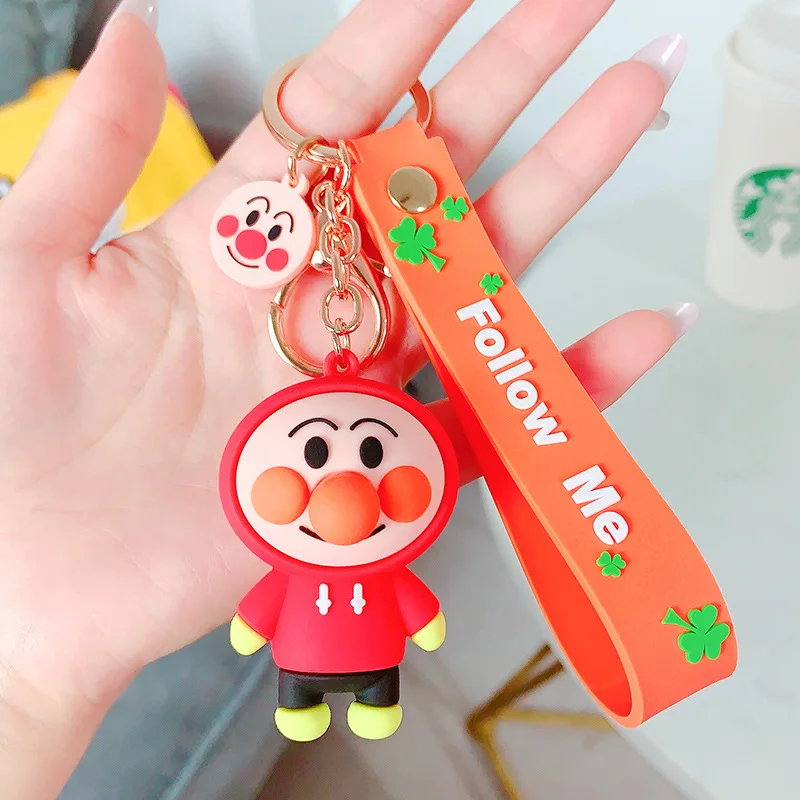 

Japanese Cartoon Bread Man Bacteria Boy Doll Key Chain Car Key Chains Creative Student Couple Bag Key Ring Pendant