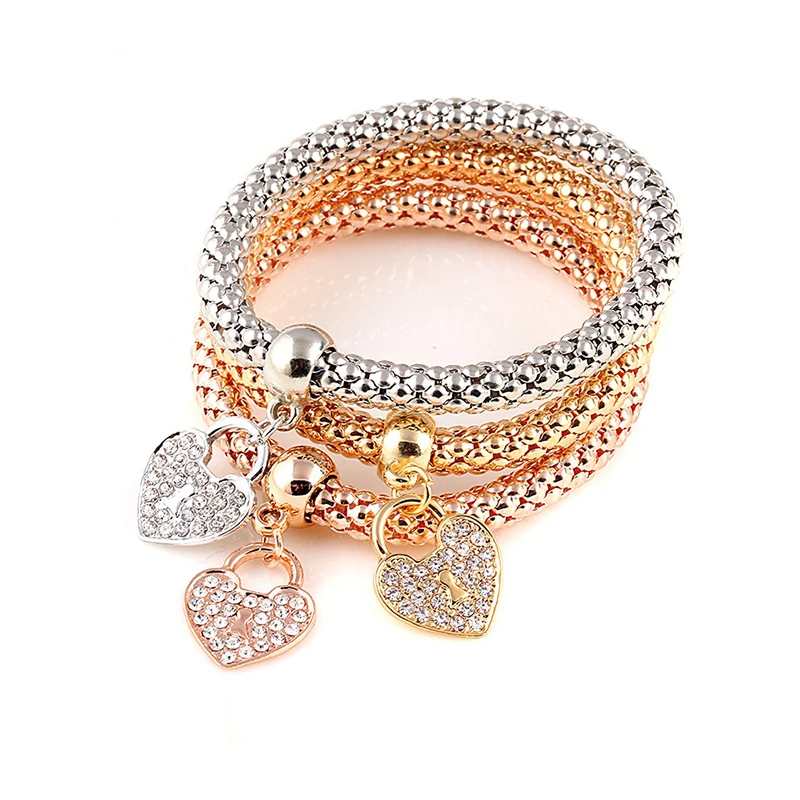 3 шт./компл. браслеты с подвесками в виде сердца кристаллами совы и для женщин
