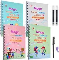 4 volumesset magic reusable childrens exercise book 3 5 years old childrens exercise book%ef%bc%8csimple handwritten letters digital