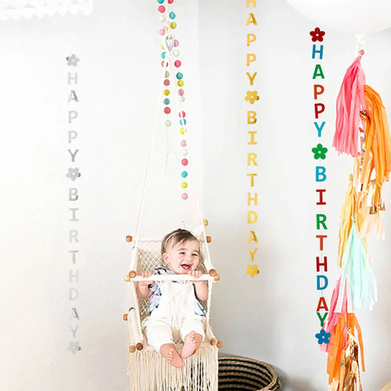 Подвесной Декор счастливые украшения для дня рождения баннер Бантинг бумага