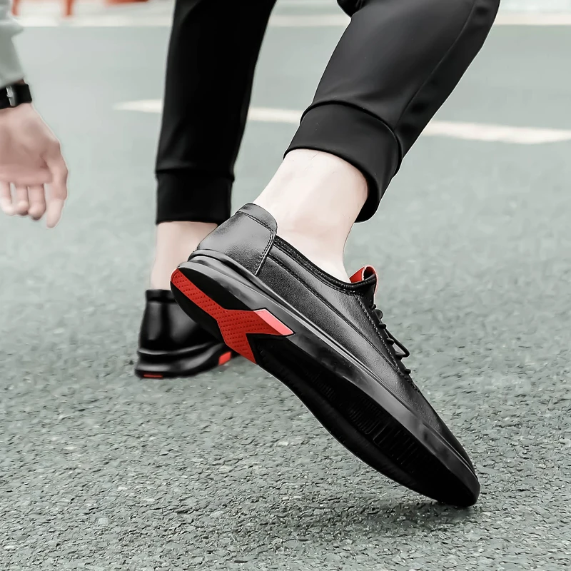 Mring leather men's shoes 2019 new casual soft fashion Korean version of the British board tide | Обувь